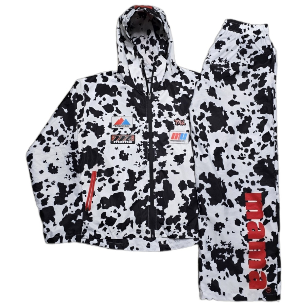 Mama University‎ Tracksuit Set Cowmouflage Windbreaker Jacket Pants Sz Large Y2K